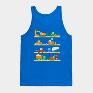 Vehicles Construction Site Dump Truck Concrete Mixer Excavator Tank Top